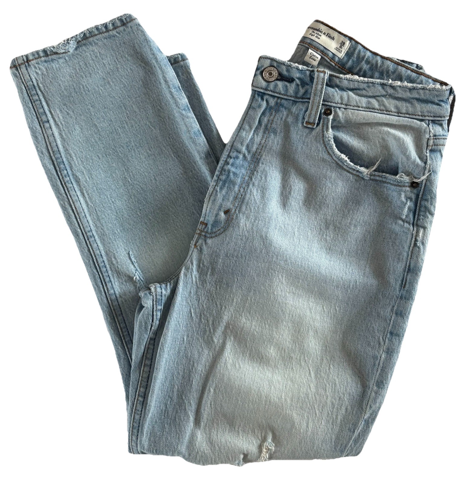 Abercrombie & Fitch Sz 28 6S The Mom High Rise Curve Love Distressed Jeans