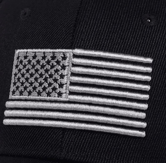 2-Pack Black Embroidered US Flag Low Profile Baseball Caps, Adjustable