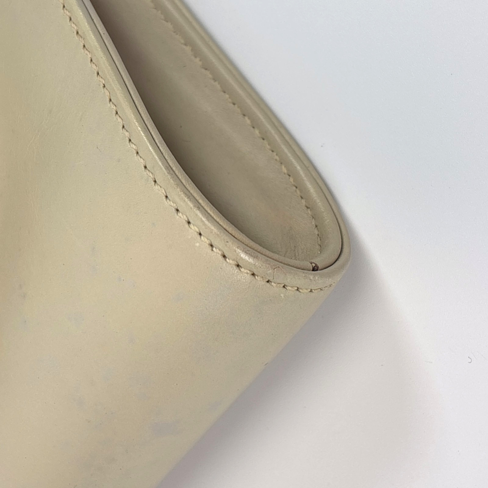 CELINE Leather Shoulder Bag Triomphe Beige Clutch From Japan