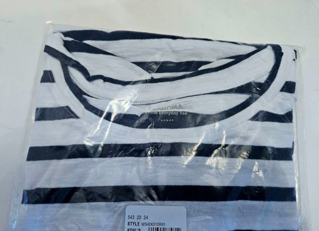 Sonoma Women’s The Everyday Tee Shirt~ Sz XXL ~ Saltspray Blue Stripe~NWT