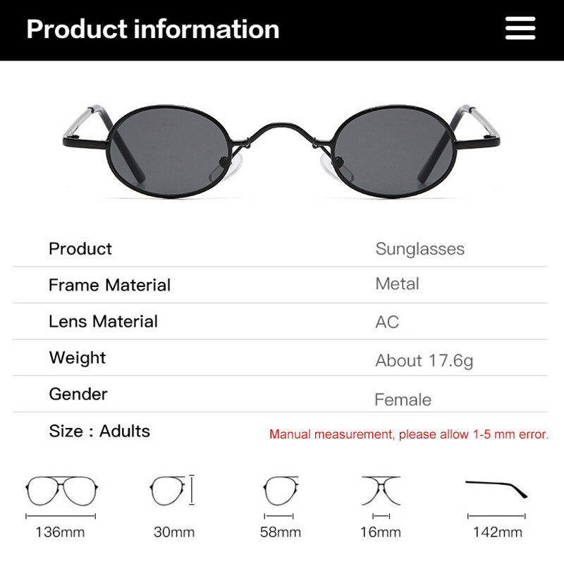 Retro Oval John Lennon Sunglasses Metal Frame Steampunk Round Vintage Glasses