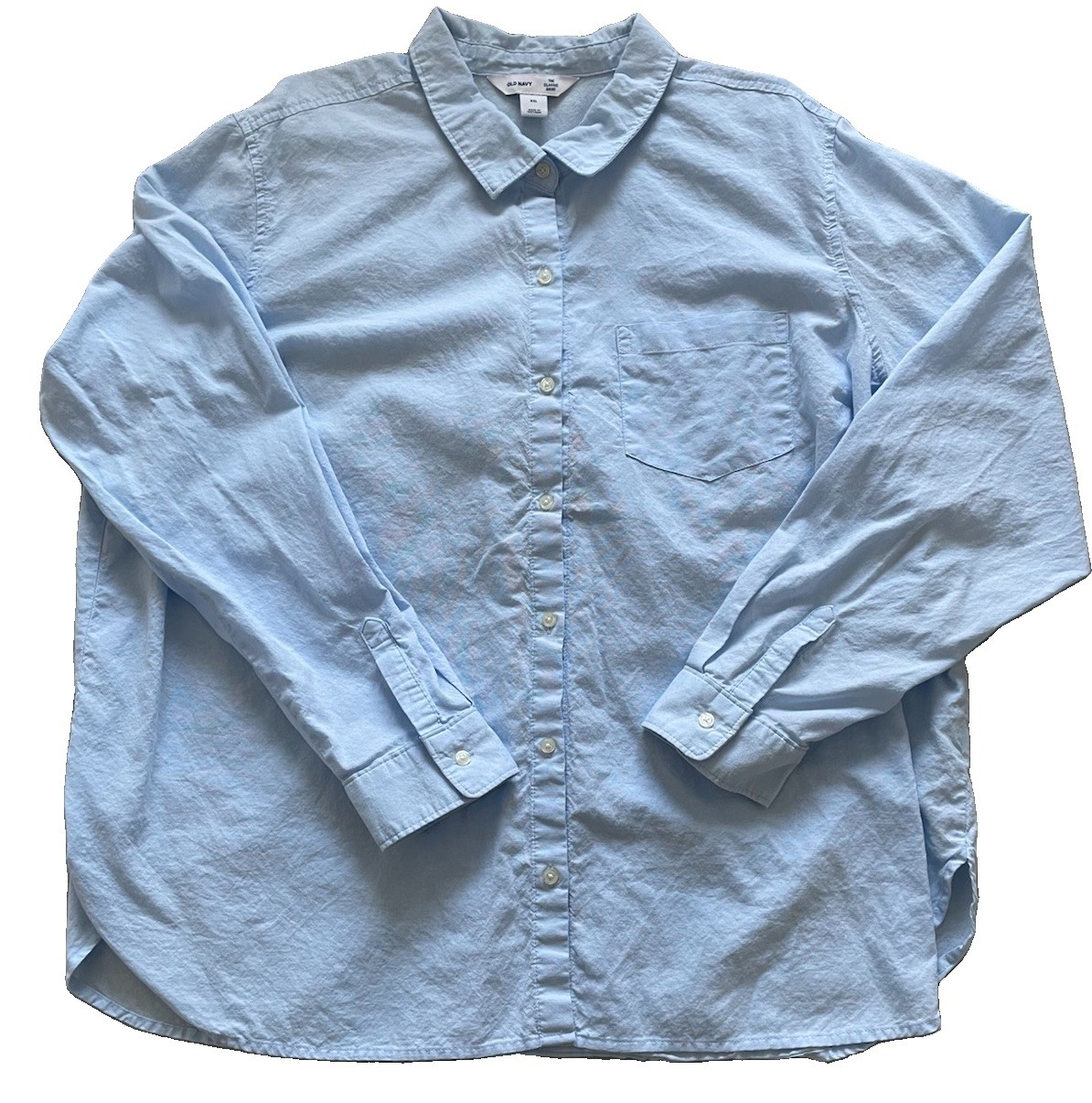 Old Navy Classic Women’s Shirt XXL Blue Oxford Button Front 100% Cotton Top