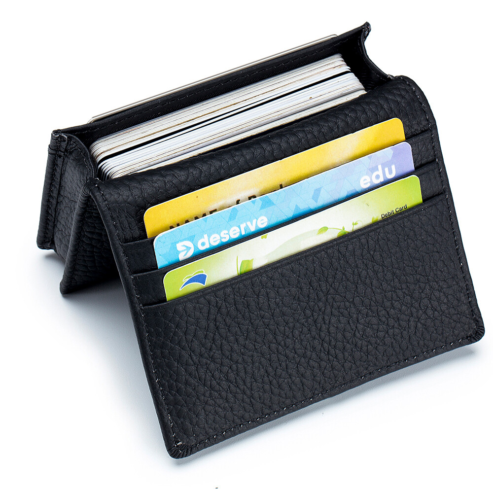 RFID Mens Slim Front Pocket Wallet Genuine Leather Bifold ID/Credit Card Holder