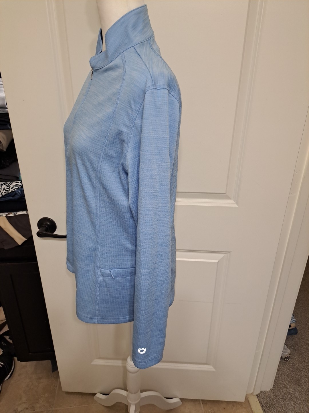 Ibkul Space Dye Mini Grid Knit Pullover SPF 50 Blue Size L EUC Returns Accepted