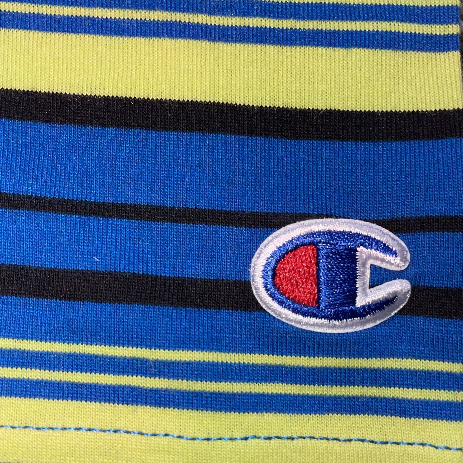 Champion Classic Tailored Stripe Short Sleeve T-Shirt Blue Green Black Men’s NWT