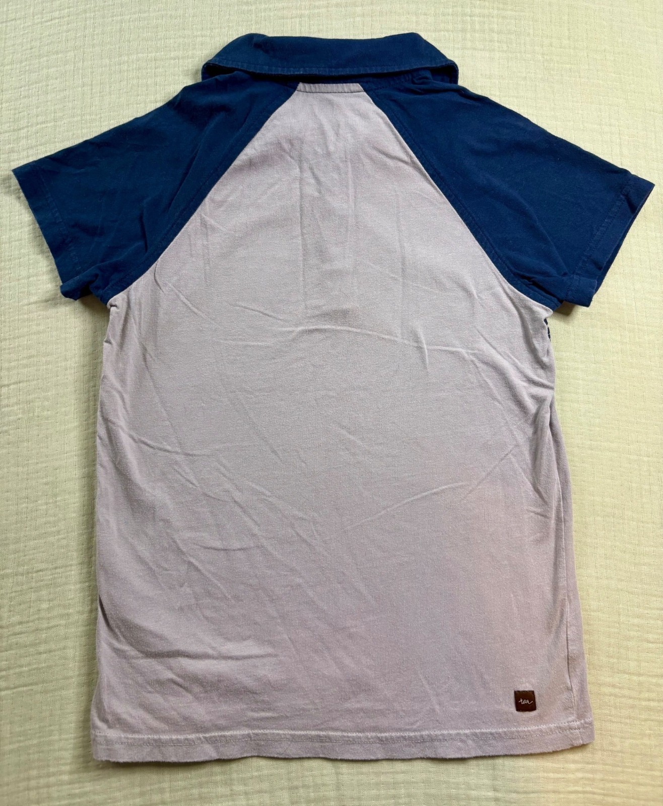 Striped Boys Polo Shirt By Tea Collection Size 10 In Navy & Gray 100% Cotton