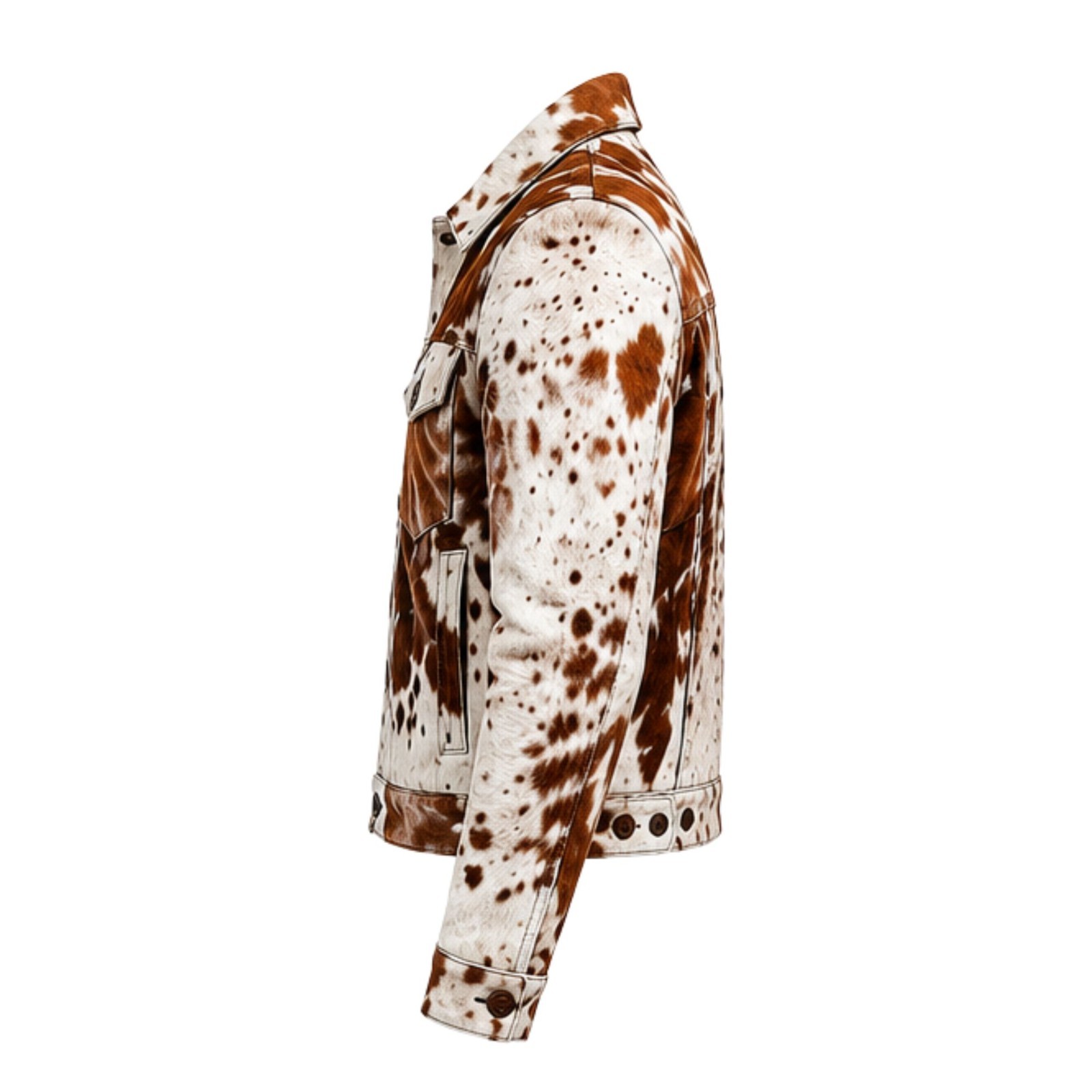 Men’s Cow Print Leather Jacket – Real Hair-On Cowhide, Stylish Pony Skin Western