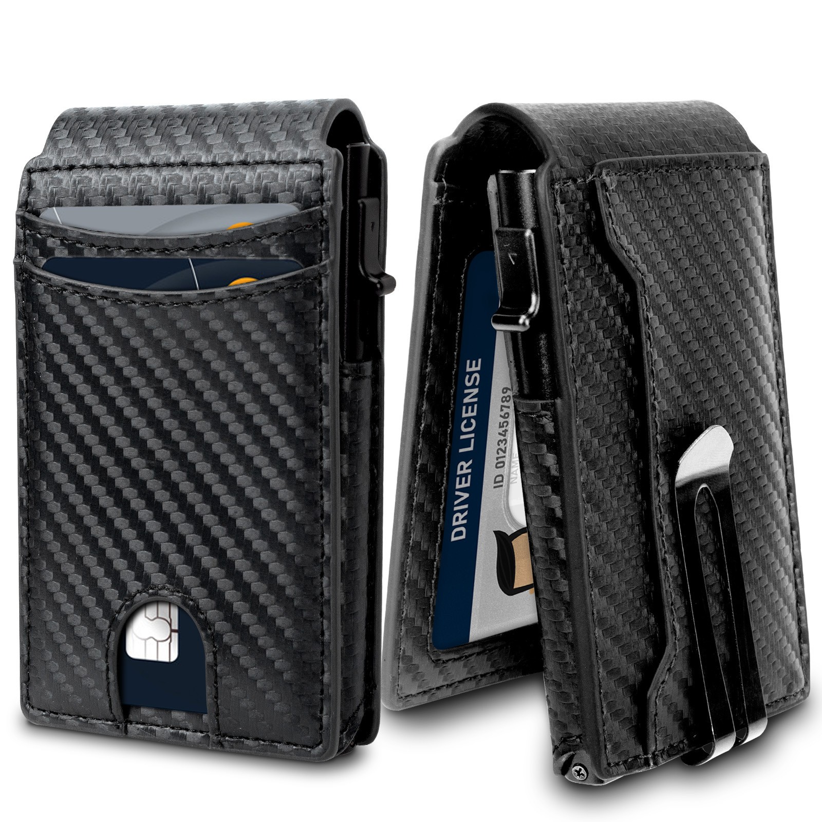 Wallet for Men – Slim Minimalist Mens Wallet Pop Up Card Holder with Money Clip