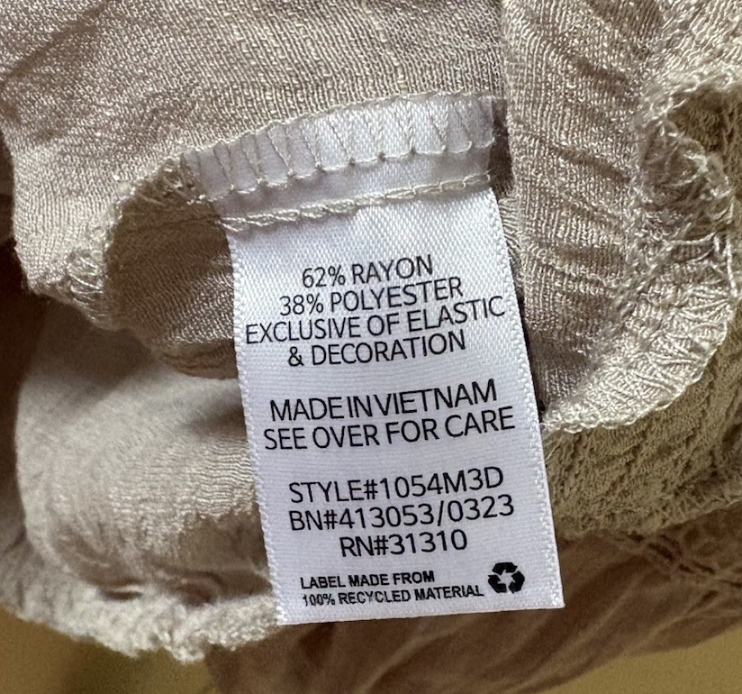 NWT Junior A. Buyer Beige 3/4 Length Sleeve Shirt Size XL