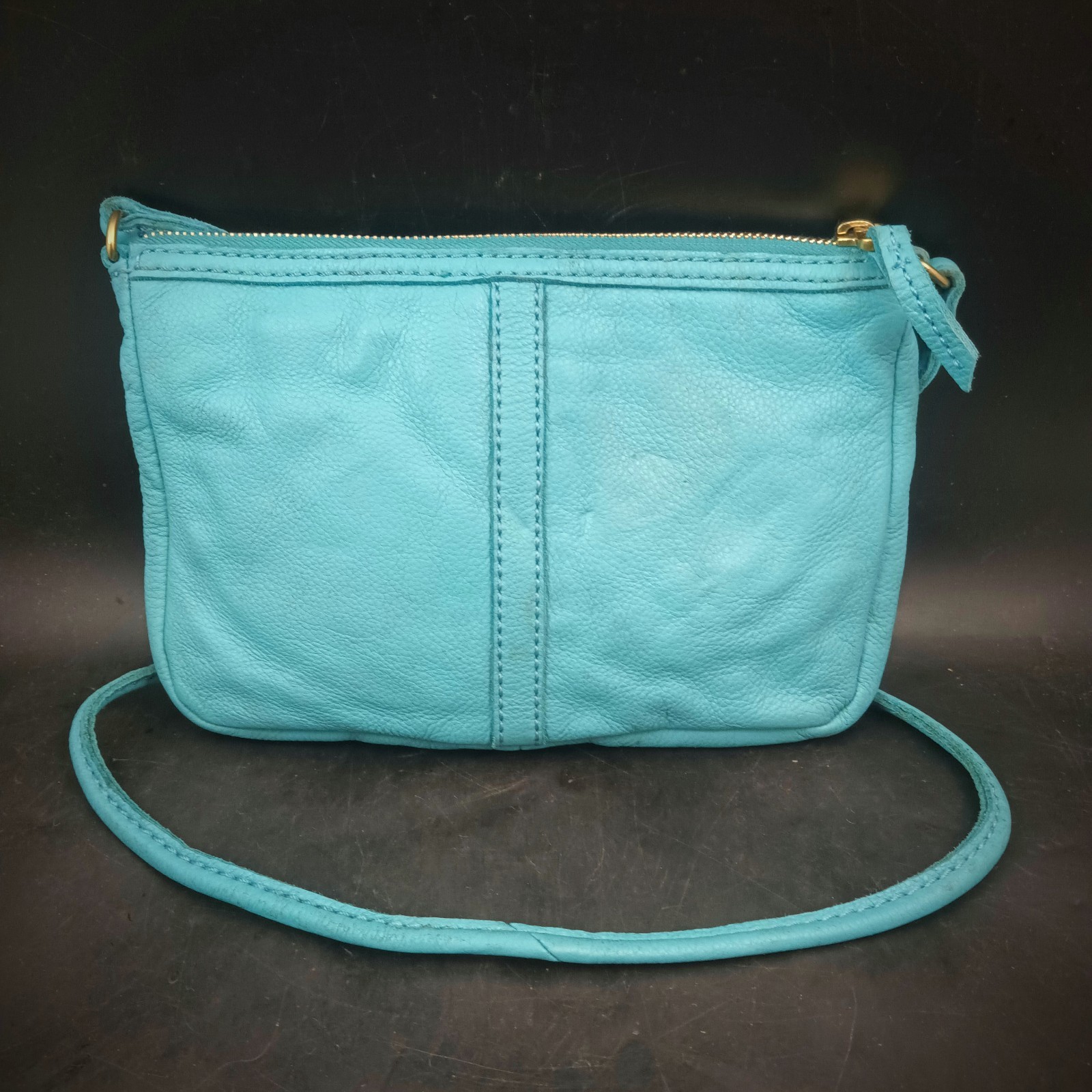 Fossil Tidal Blue “Erin” Leather Crossbody Messenger Bag Purse