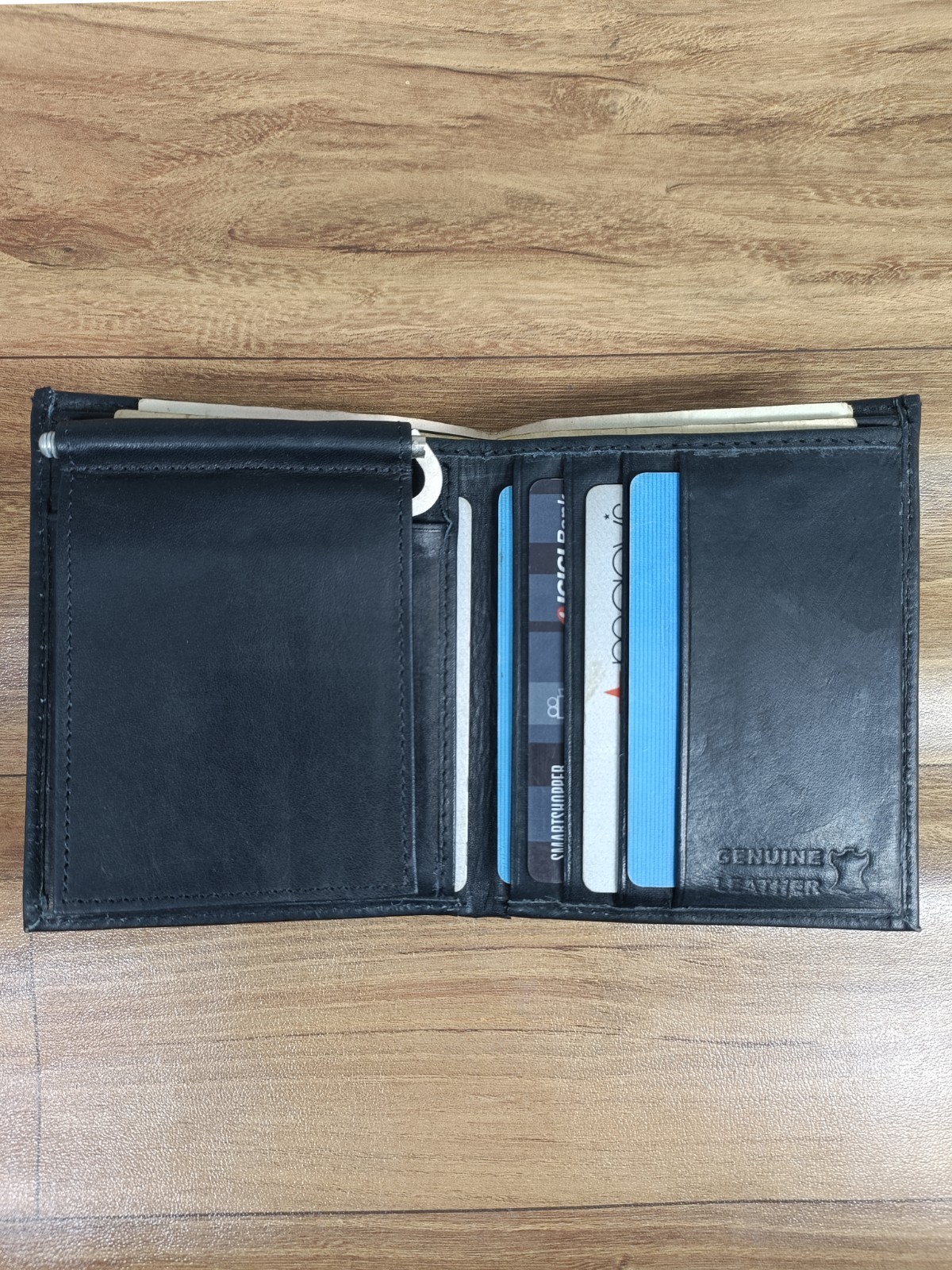Genuine Leather Money Clip Wallet, Slim Bifold Card Holder