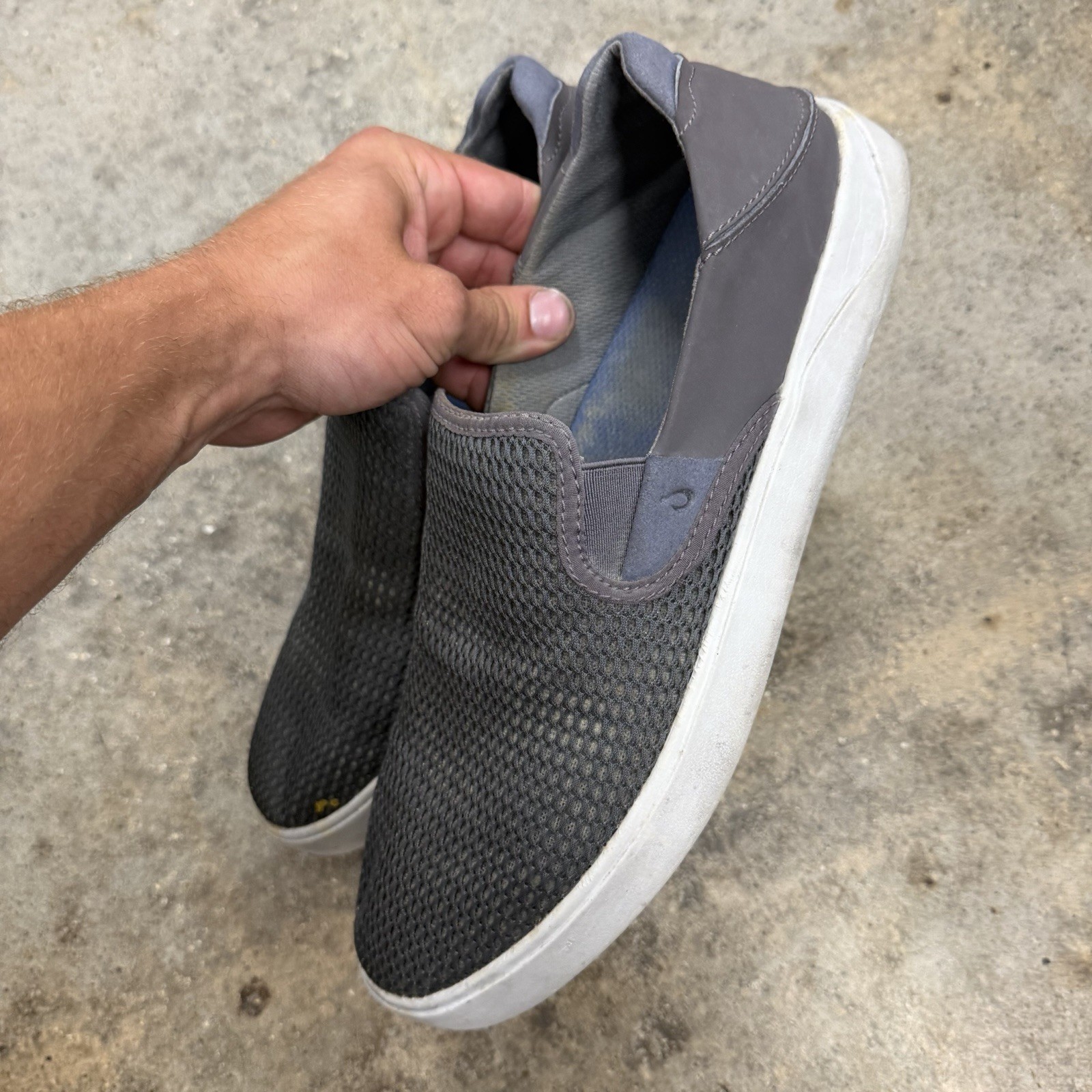 Olukai Lae’ahi Slip On Sneakers Shoes Mens 10.5 Grey Gray Mesh Casual