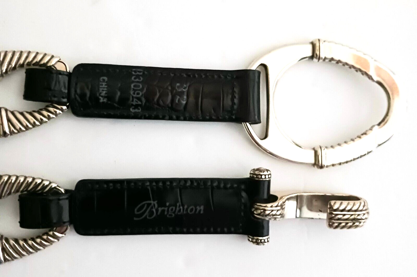 Brighton Dk Brown Leather Oval Silver Chunky Chain Belt Sz 32