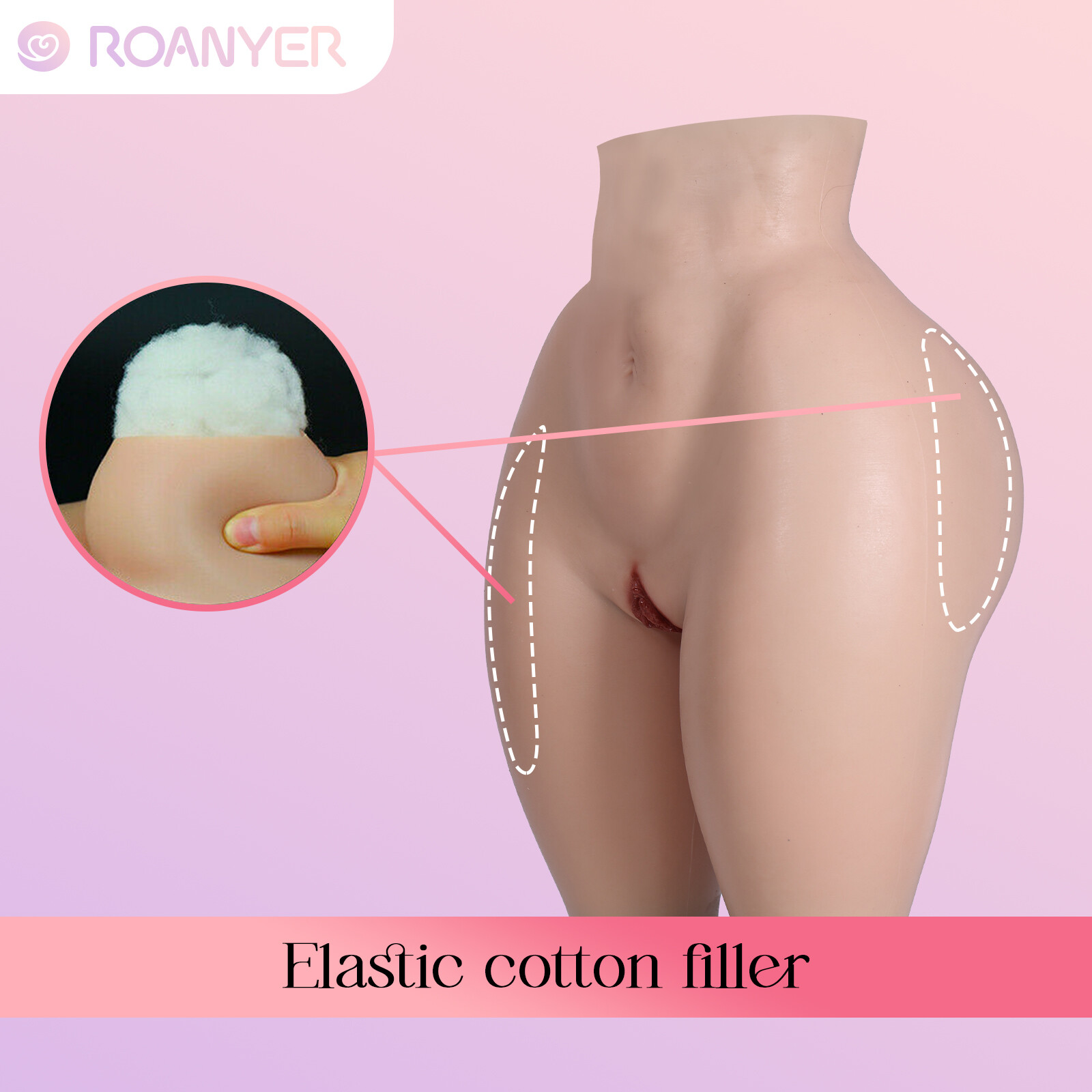Roanyer CD Super Strong Upgraded Silicone Hip Pants Cotton Filler Buttock Lifter