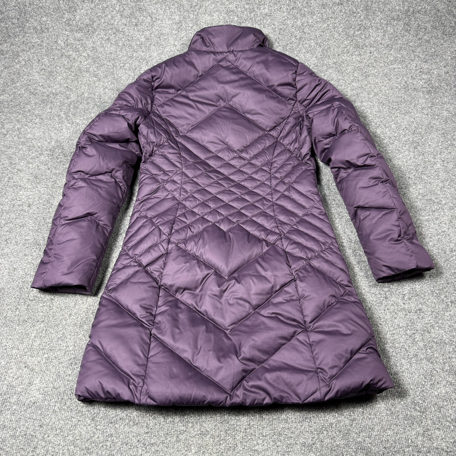 Eddie Bauer Down Puffer Coat Womens Small Purple Quilted Mid Length Warm