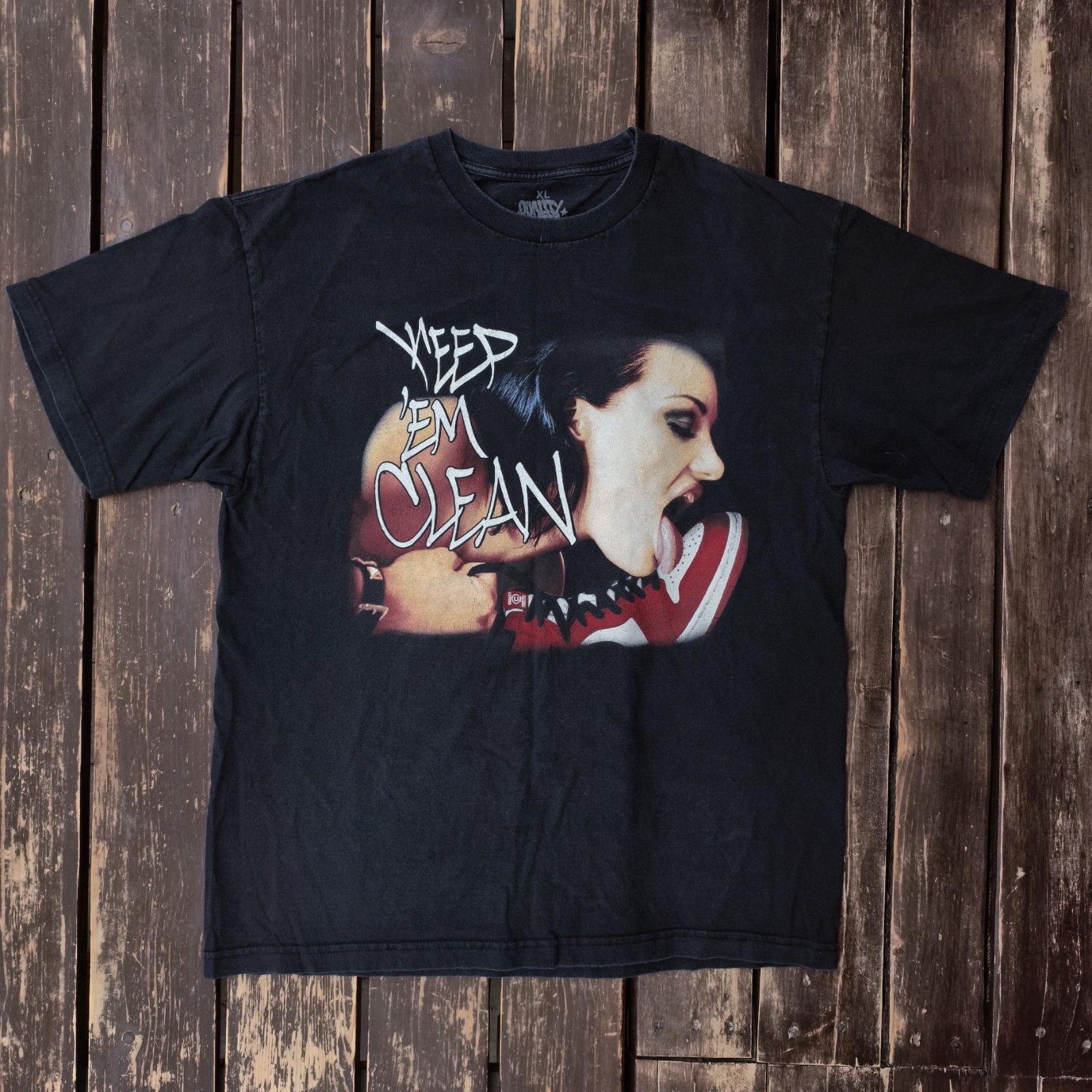 VTG Quality Control T-Shirt “Keep Em Clean” Sneaker Fetish Graphic NSFW XL
