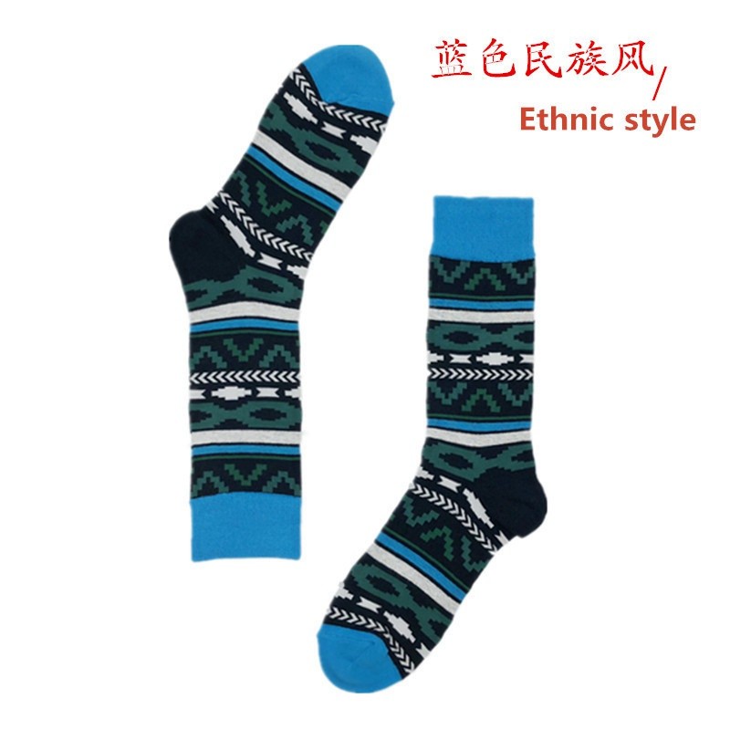 200N couple long tube socks Jacquard creative pattern Harajuku flower cotton