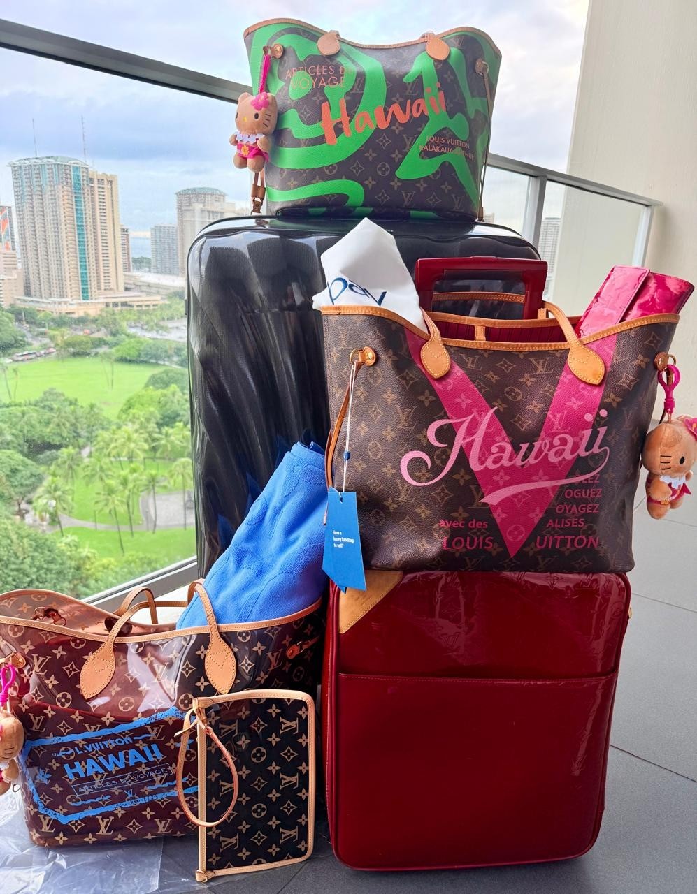 Louis Vuitton Hawaii Neverfull GM PVC Monogram Blue Towel Shoulder Bag Tote LTD