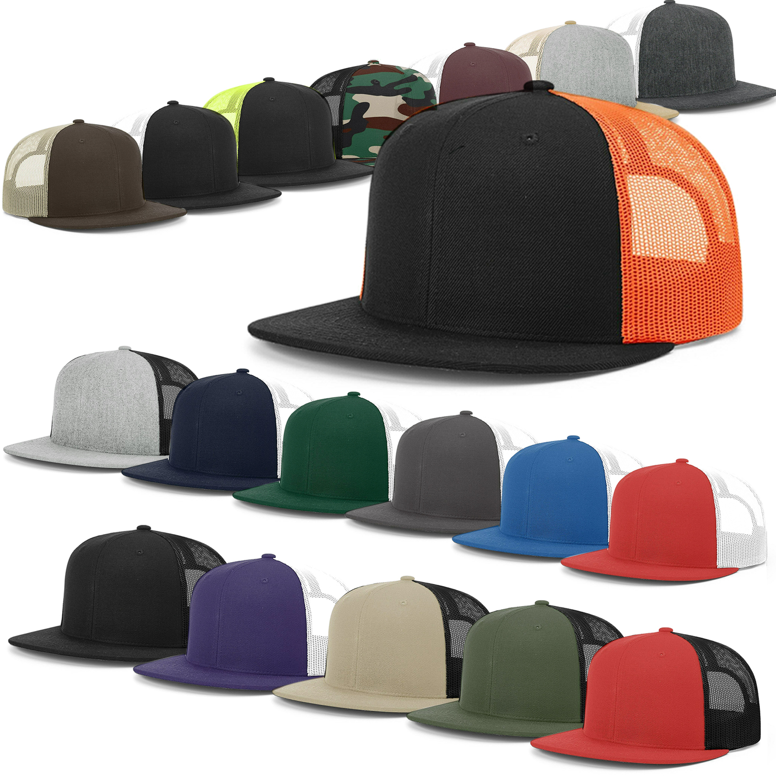 Richardson 511 FLATBILL Cap WOOL BLEND TRUCKER Adjustable Snapback OSFM Hi-Pro