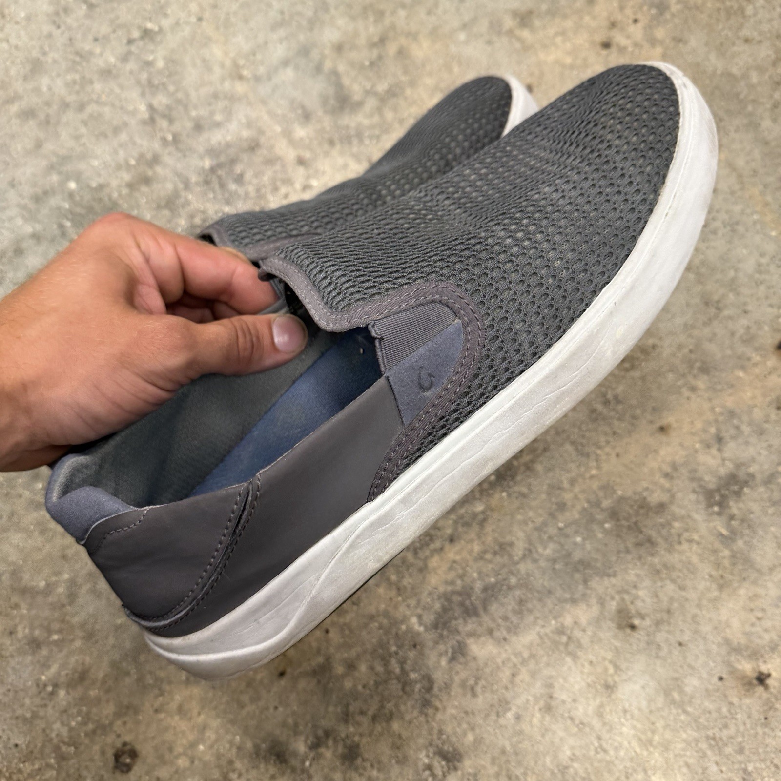 Olukai Lae’ahi Slip On Sneakers Shoes Mens 10.5 Grey Gray Mesh Casual