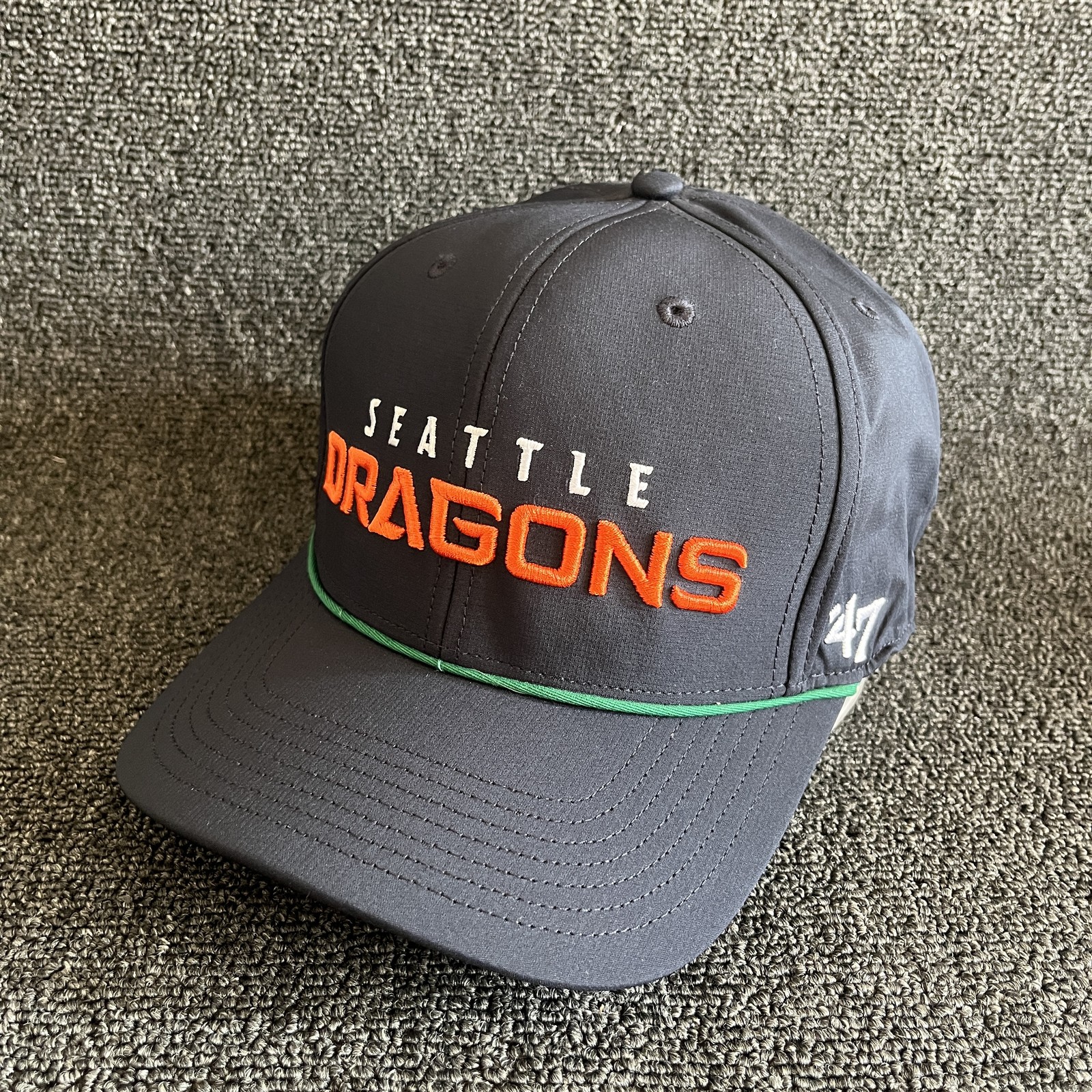 ’47 Football Seattle Dragons Snapback Structured Adjustable Grey Orange Green Ba
