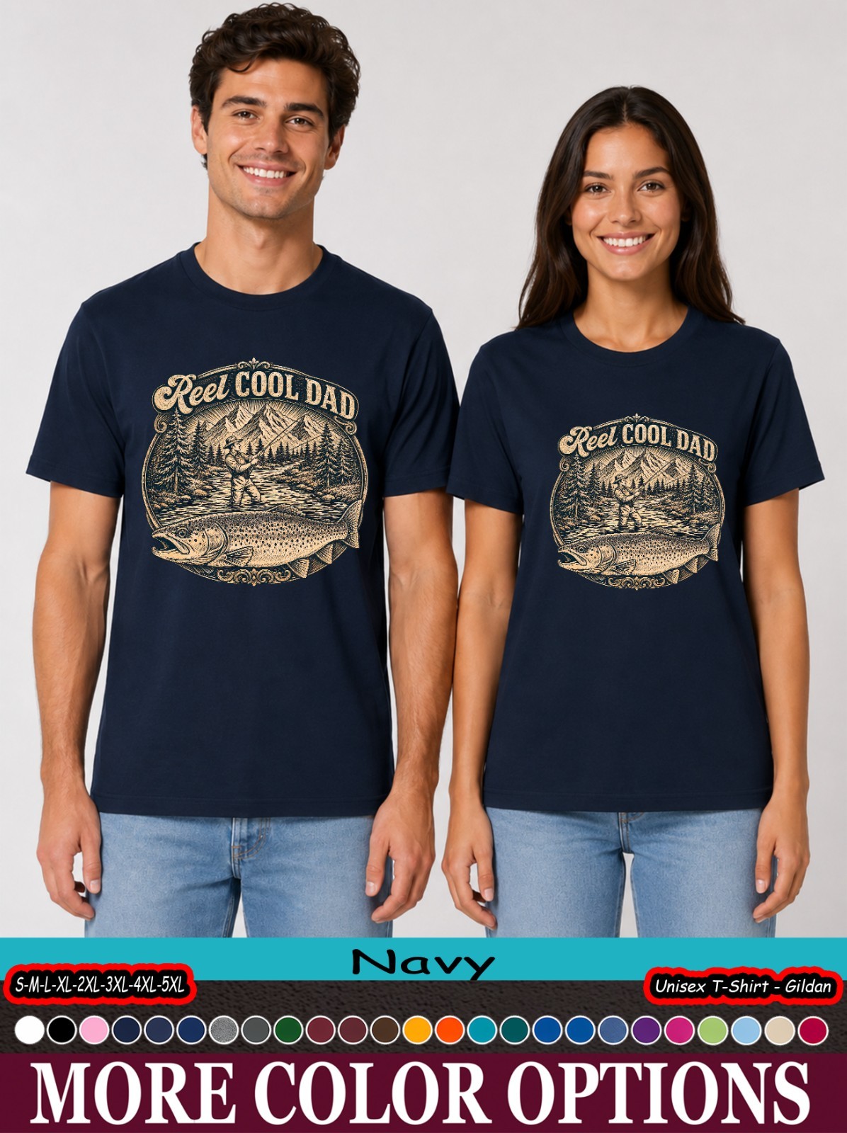 Vintage Reel Cool Dad Trout Fishing T-Shirt, Father’s Day Gift