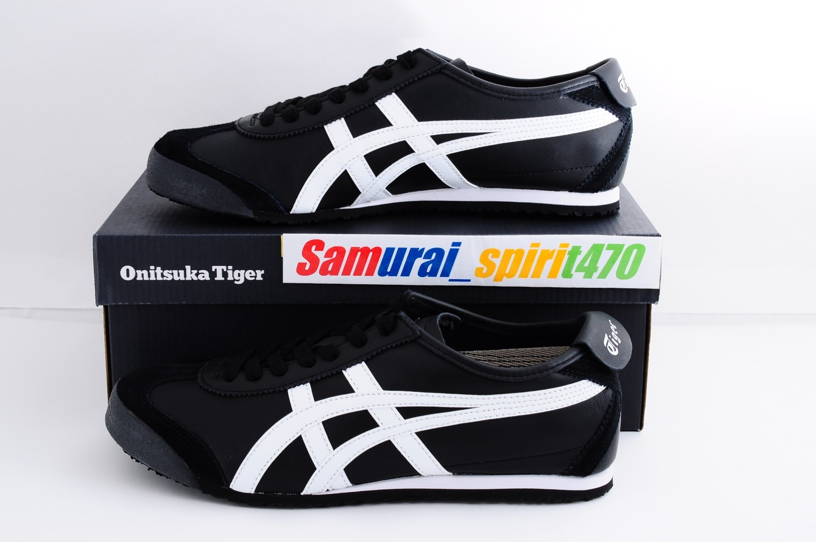 Onitsuka Tiger Genuine MEXICO 66 1183C102 BLACK /WHITE US Buyer No Import duties
