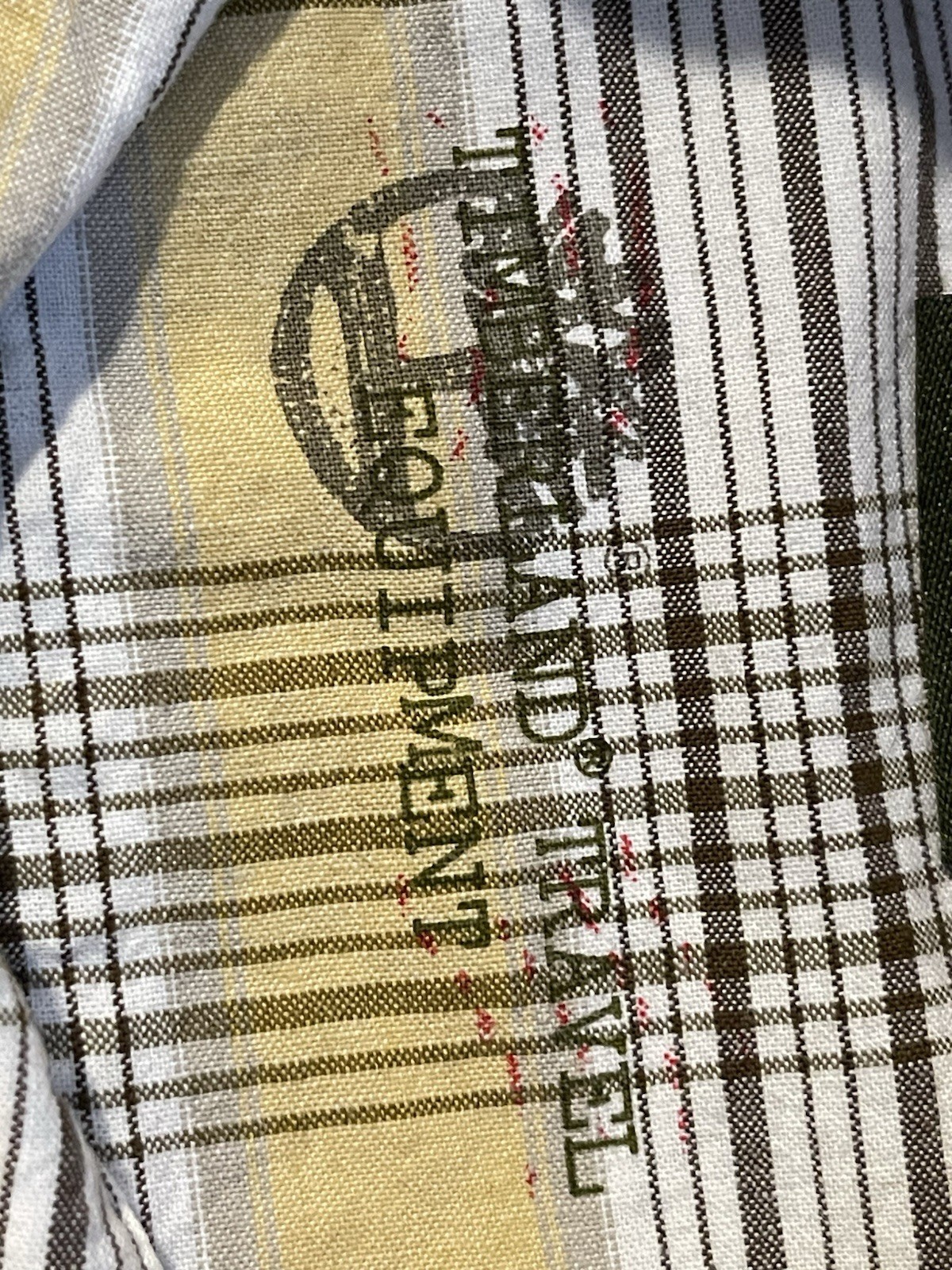 Timberland Utility Camp Plaid Short Sleeve Button-Up Cotton Pockets XL Beige