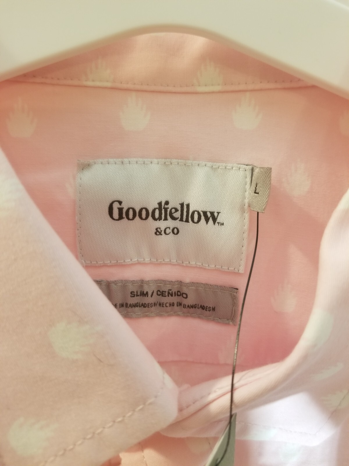 Goodfellow & Co Men’s Print Pink Geo Short Sleeve Button-Down Shirt Size L Slim