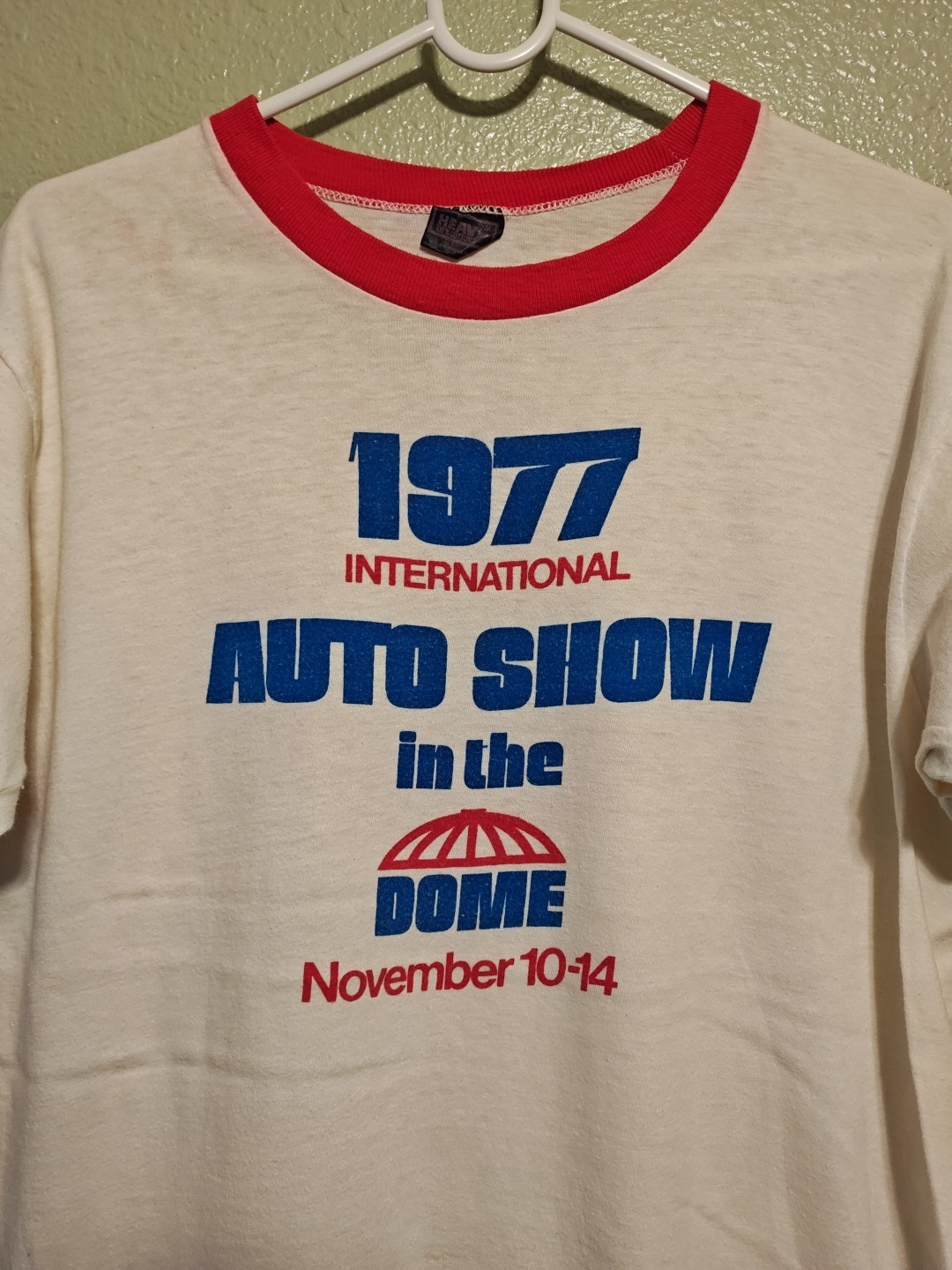 Vintage 77 International Auto Show in the Dome Ringer Tshirt Distressed As-Is