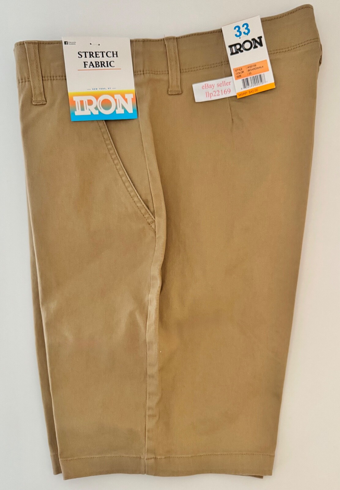 IRON CO Men’s Stretch Shorts (SIZE 33) Flex Waist Flat Front BOARDWALK New Tag!
