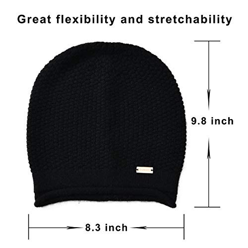 Slouchy Beanies for Women Winter Soft Warm Cashmere Hat Skull Cap Ladies Black