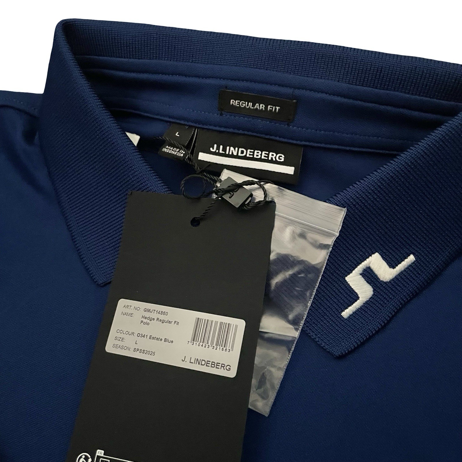 J Lindeberg Hedge Polo Shirt Mens Regular Fit Size Large Estate Blue
