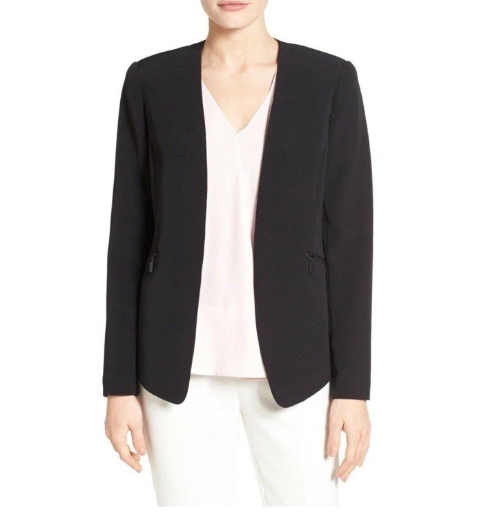 Vince Camuto Sophisticated Black Classic Blazer, Zip Pockets, All Seasons, Sz 10