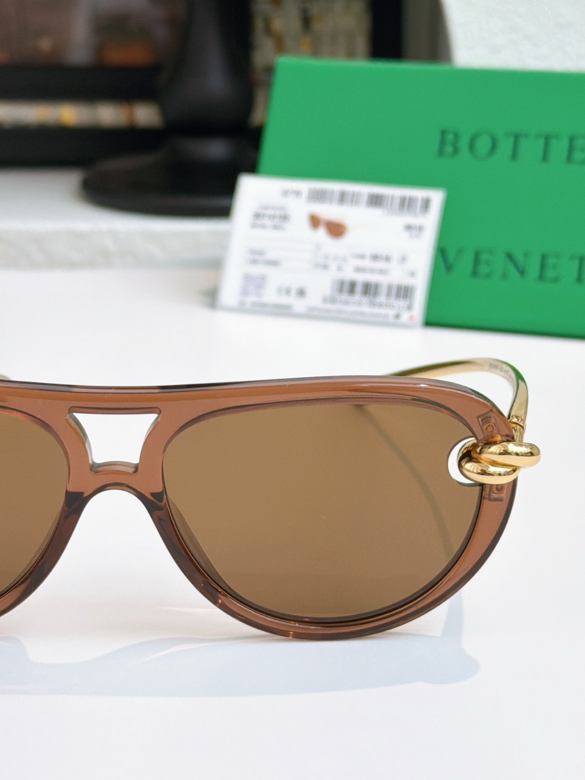 Bottega Veneta BV1418S Women Sunglasses Transparent Brown Color Designer W/ Box