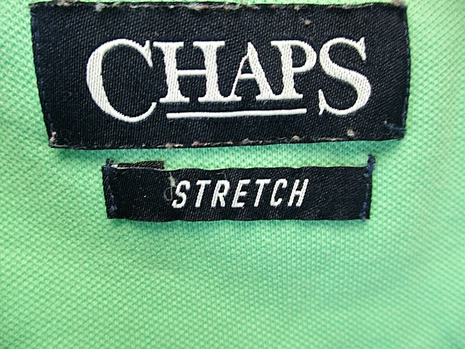 Chaps Polo Shirt Men’s Large Green with Logo Short Sleeve Stretch