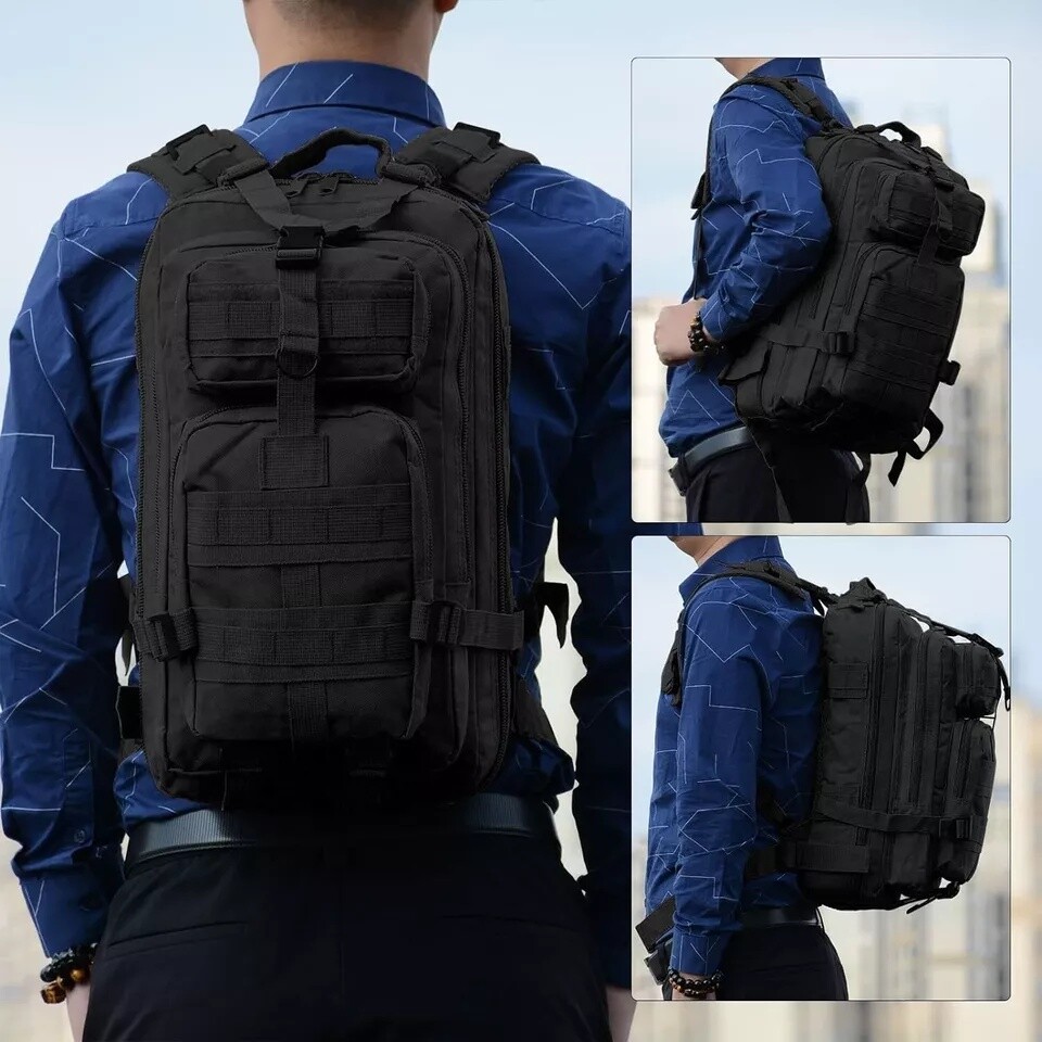 30L Outdoor Military Black Tactical Rucksack Backpack Camping Hiking Travel Bag