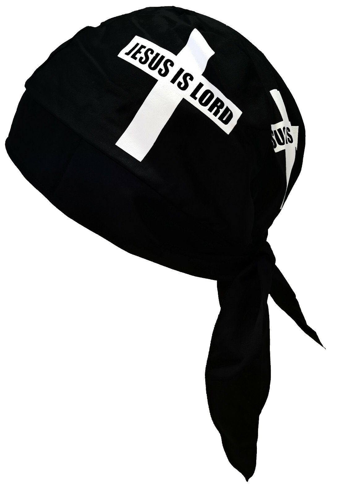 Jesus is Lord with Cross Christian Doo Rag Black Skull Cap Chemo Bandana Wrap