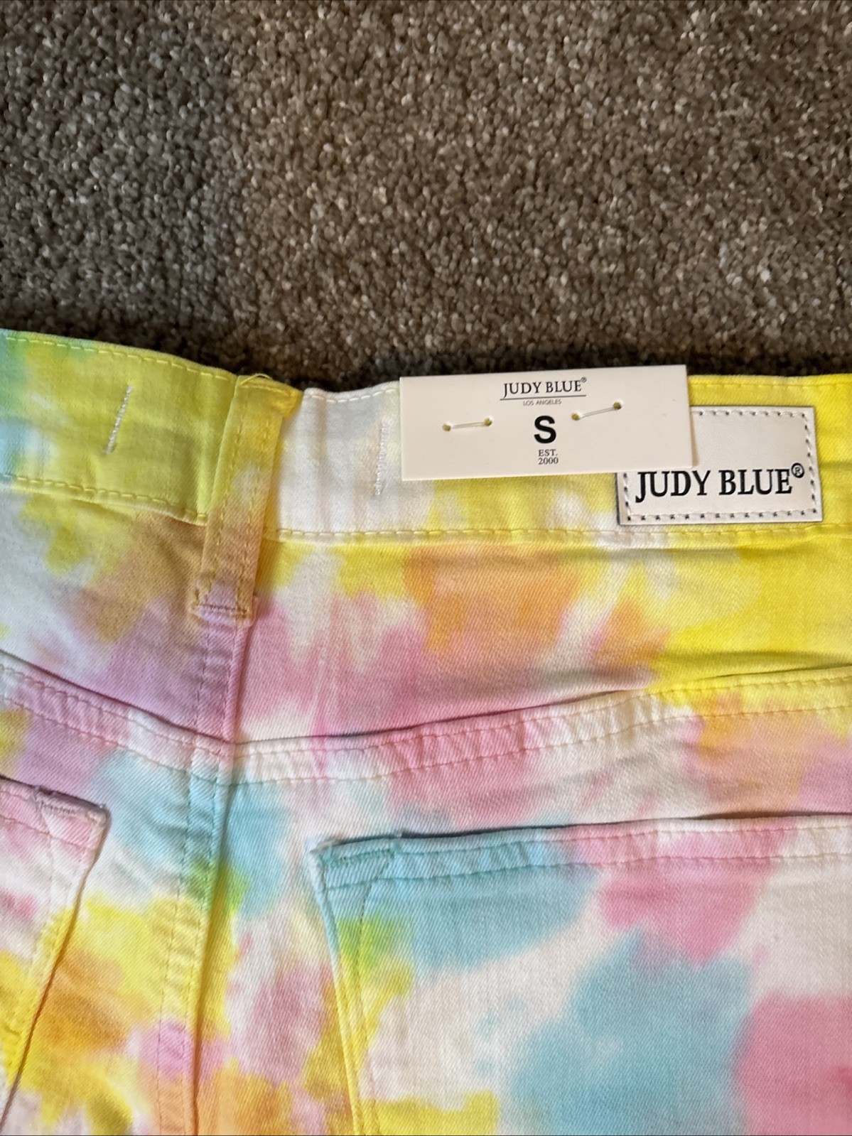 NWT Judy Blue Swirl Tie Dye Denim Shorts Women Small colorful High Waist