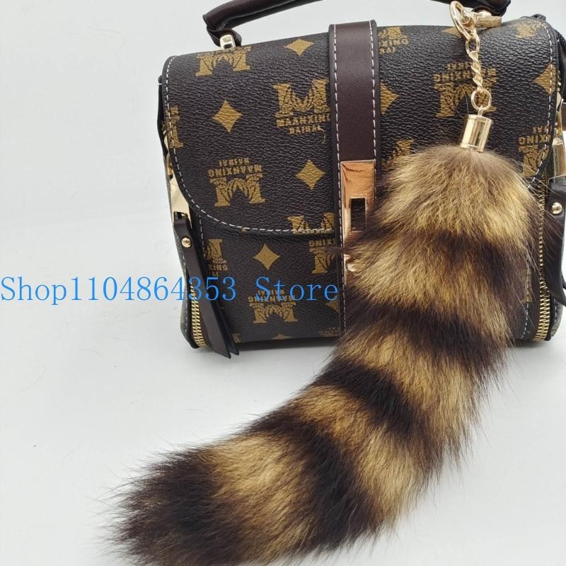 Plush Fox Raccoon Tail Keychain Soft Fur Charm Pendant Car Bag Keyring Cute Gift