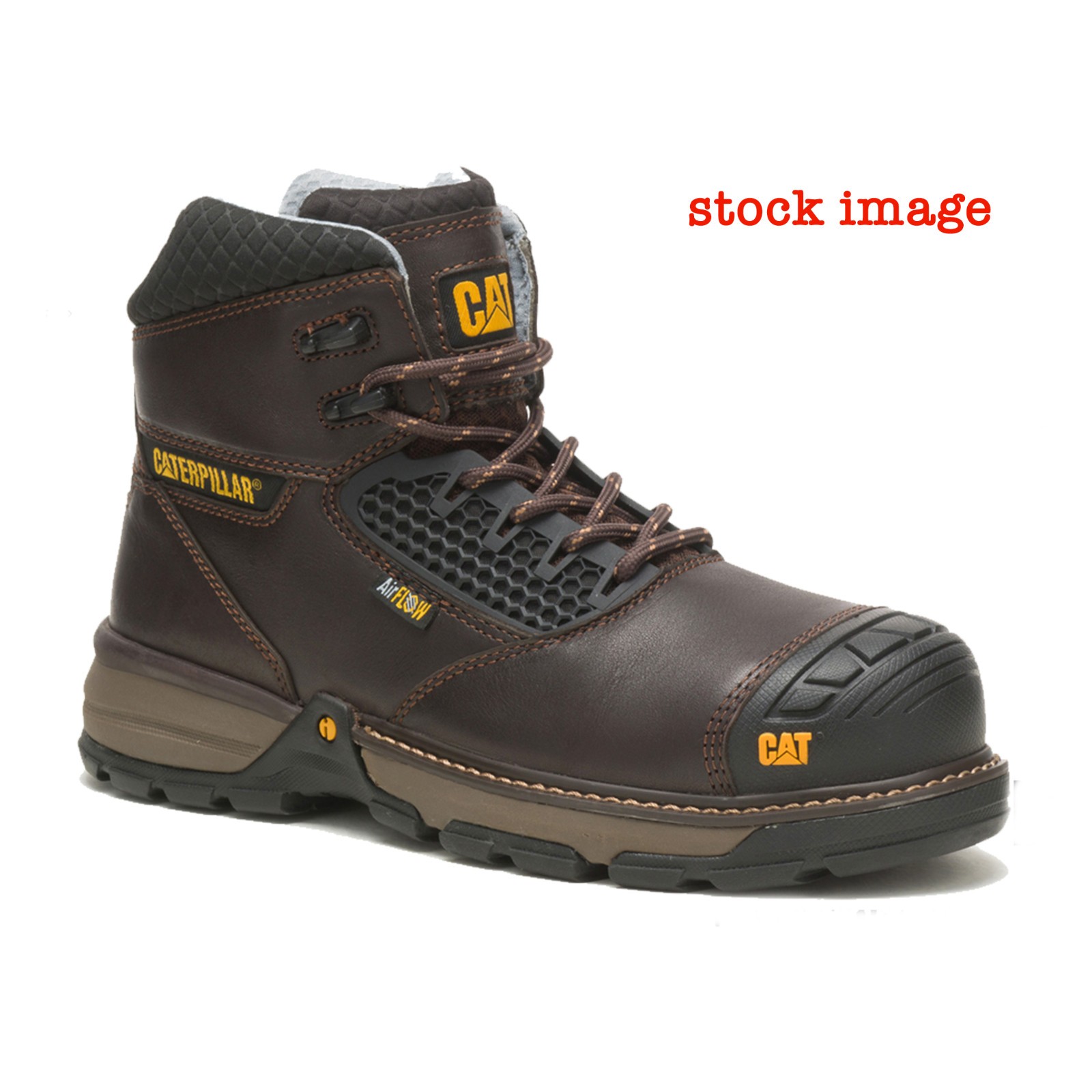 Caterpillar Excavator Boots sz 9 WIDE Dk Brown P91340 Slip Resistant *NWOB*