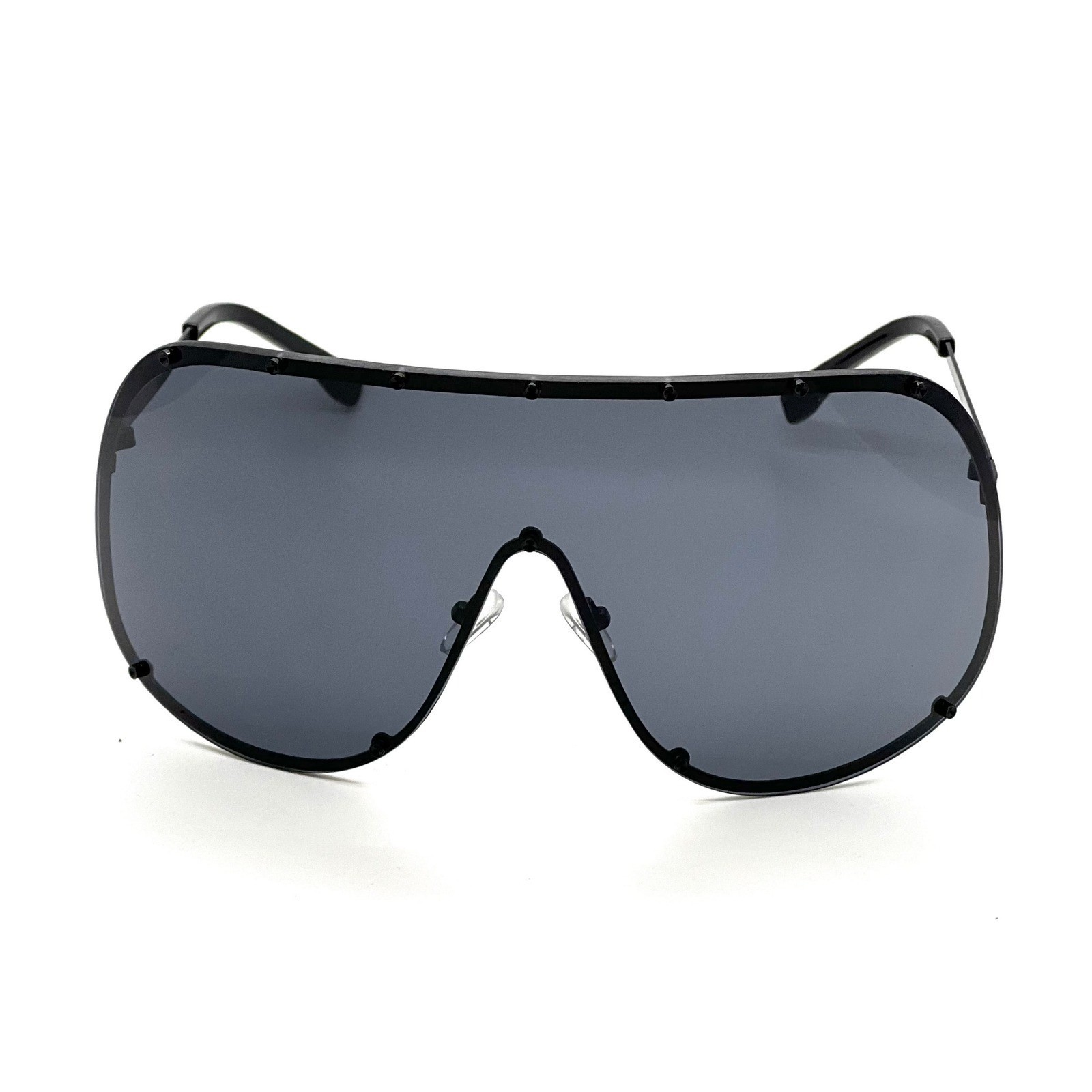 Oversized Shield Sunglasses Rivet Detail Trendy Fashion Statement Visor Shades