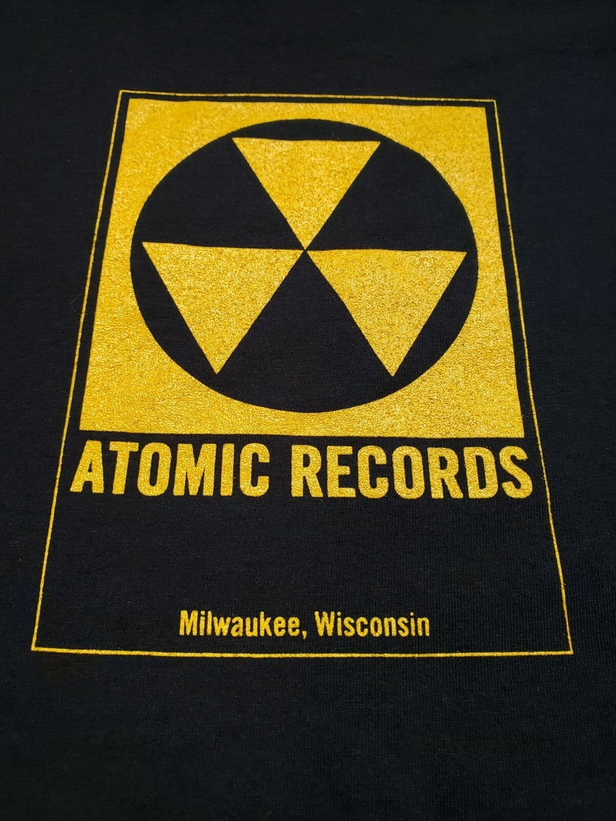 New! ATOMIC RECORDS Milwaukee FALLOUT LOGO Authentic T-Shirt S-M-L-XL-XXL-XXXL