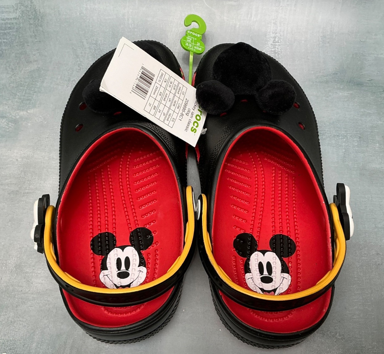Crocs Disney Mickey Mouse I AM Plush Head Classic Clogs W/8 M/6 NWT