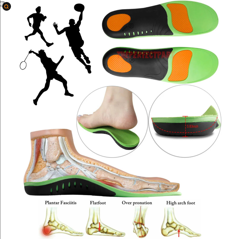 Orthotic Shoe Insoles High Arch Support Inserts for Flat Feet Plantar Fasciitis