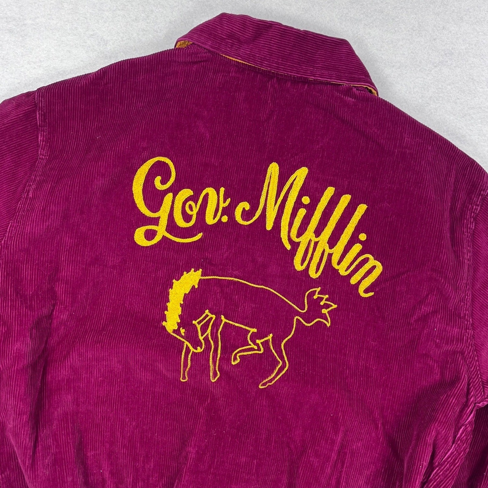 Vintage 50s 60s Maple Athletic Sportswear Corduroy Chain Stitch Jacket Burgundy