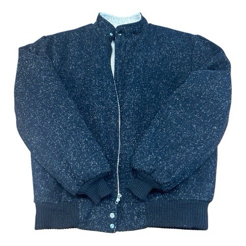 Vintage 80s 90s Black Speckled Bomber Jacket Men’s Size L (42-44) Fleece Lining