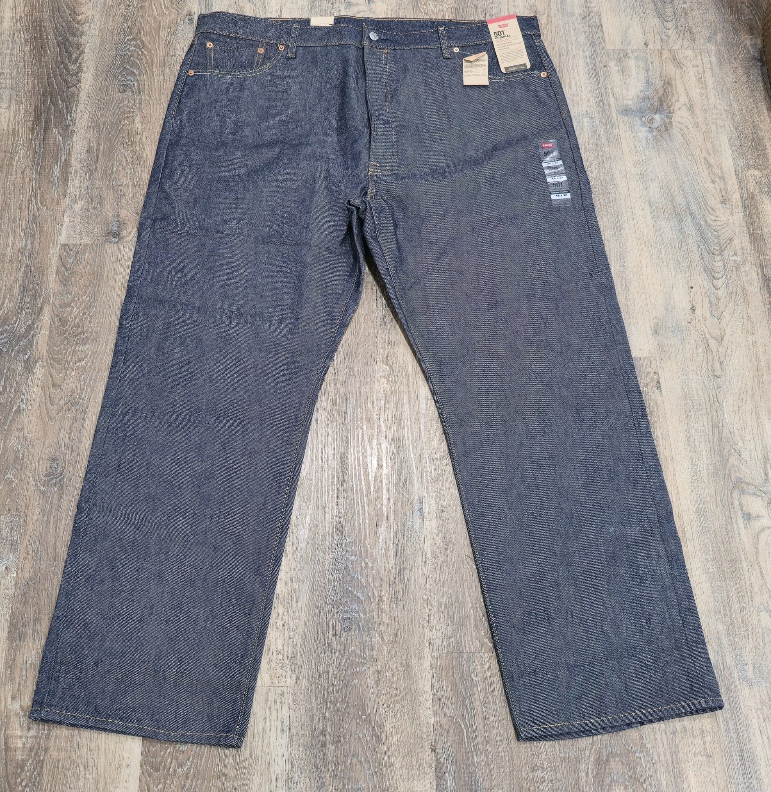 NWT Levi’s 501 Original Shrink-To-Fit Men’s Jeans Dark Wash 46×32 Rigid Straight