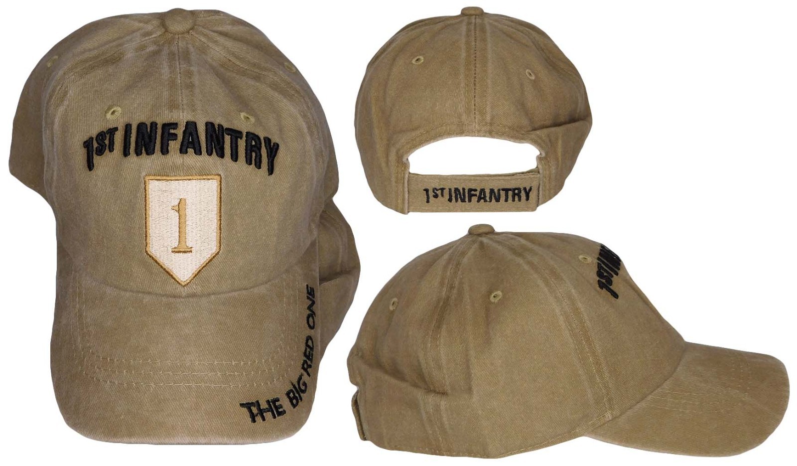 1st Infantry The Big Red One Khaki Acrylic Embroidered Hat Cap – Licensed