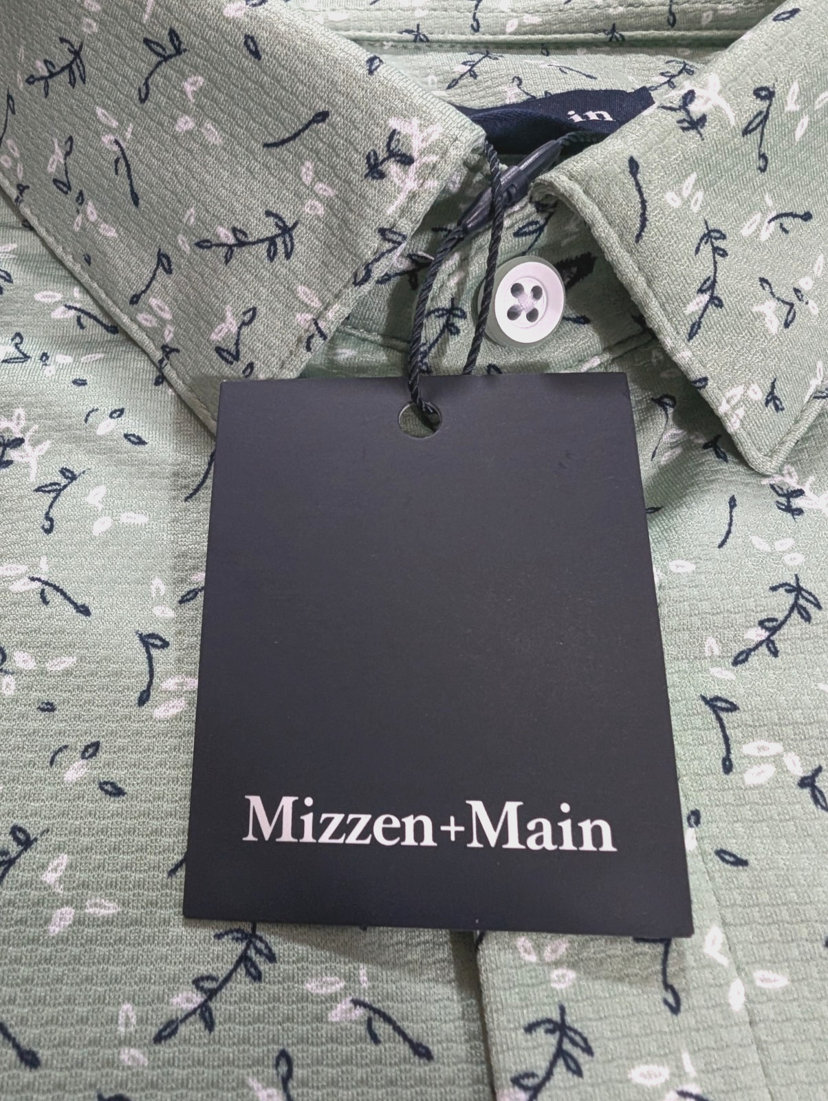Mizzen+Main Trim Fit Halyard Green Floral Short Sleeve Button-Up Shirt Size L